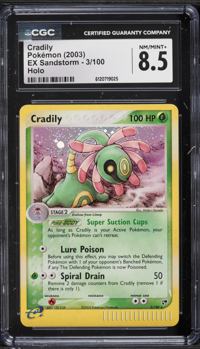 2003 Pokemon EX Sandstorm Holo Cradily #3 CGC 8.5 NM-MT+