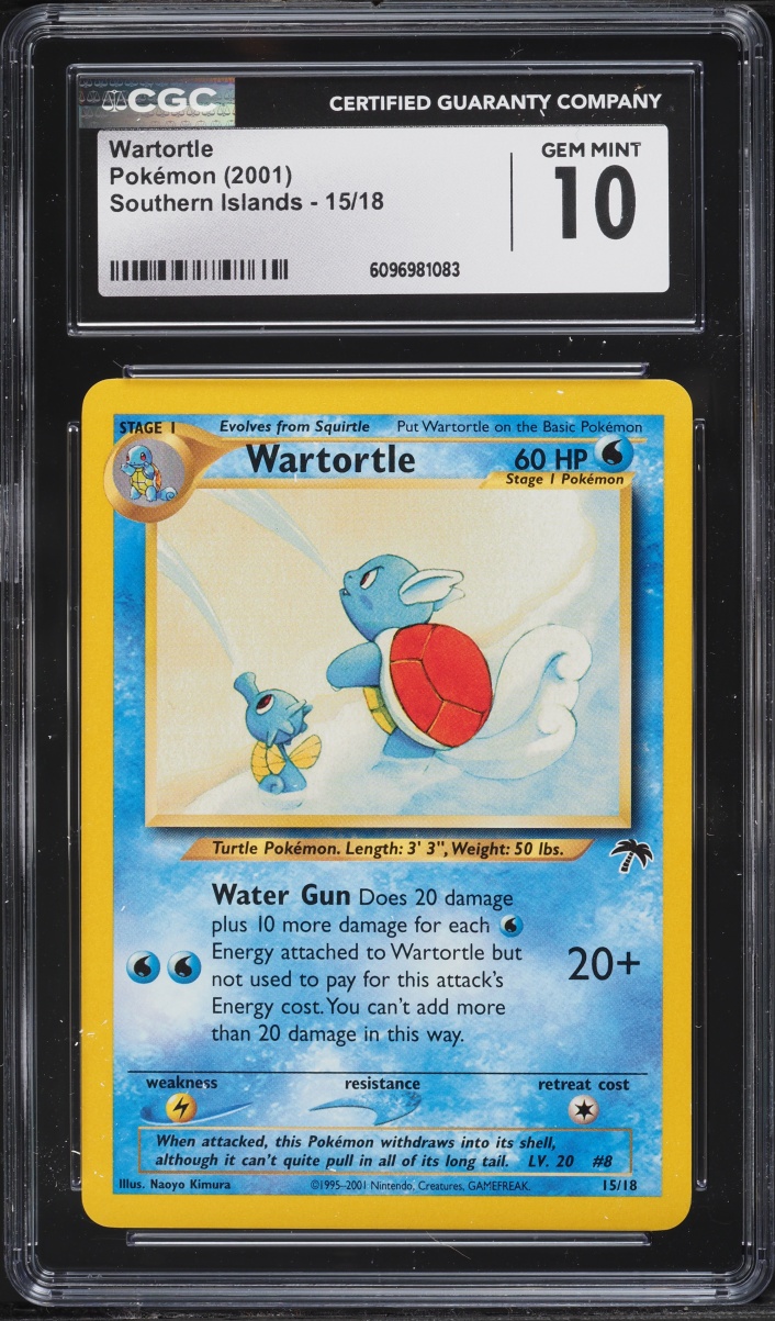 2001 Pokemon Southern Islands Wartortle #15 CGC 10 GEM MINT