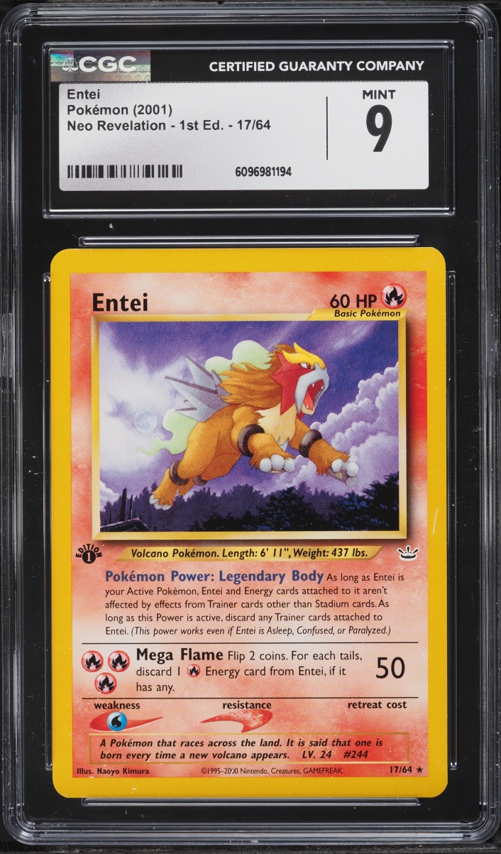 2001 Pokemon Neo Revelation 1st Edition Entei #17 CGC 9 MINT