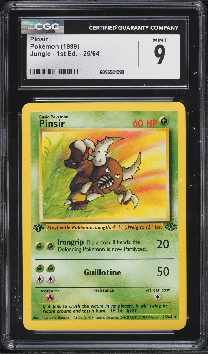 1999 Pokemon Jungle 1st Edition Pinsir #25 CGC 9 MINT