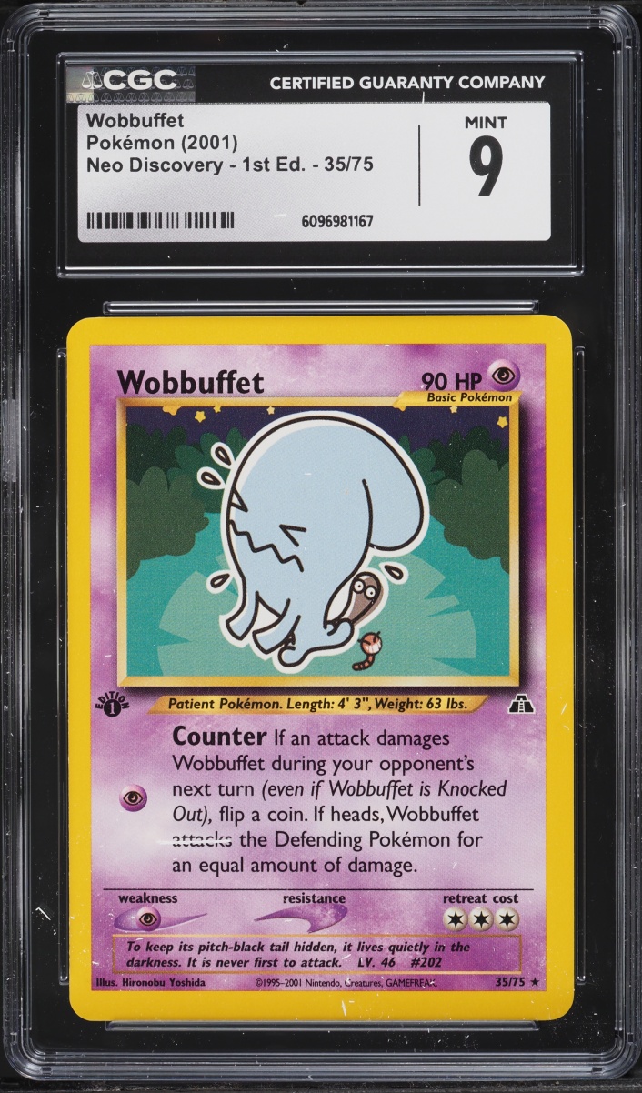 2001 Pokemon Neo Discovery 1st Edition Wobbuffet #35 CGC 9 MINT