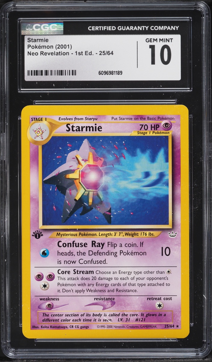 2001 Pokemon Neo Revelation 1st Edition Starmie #25 CGC 10 GEM MINT