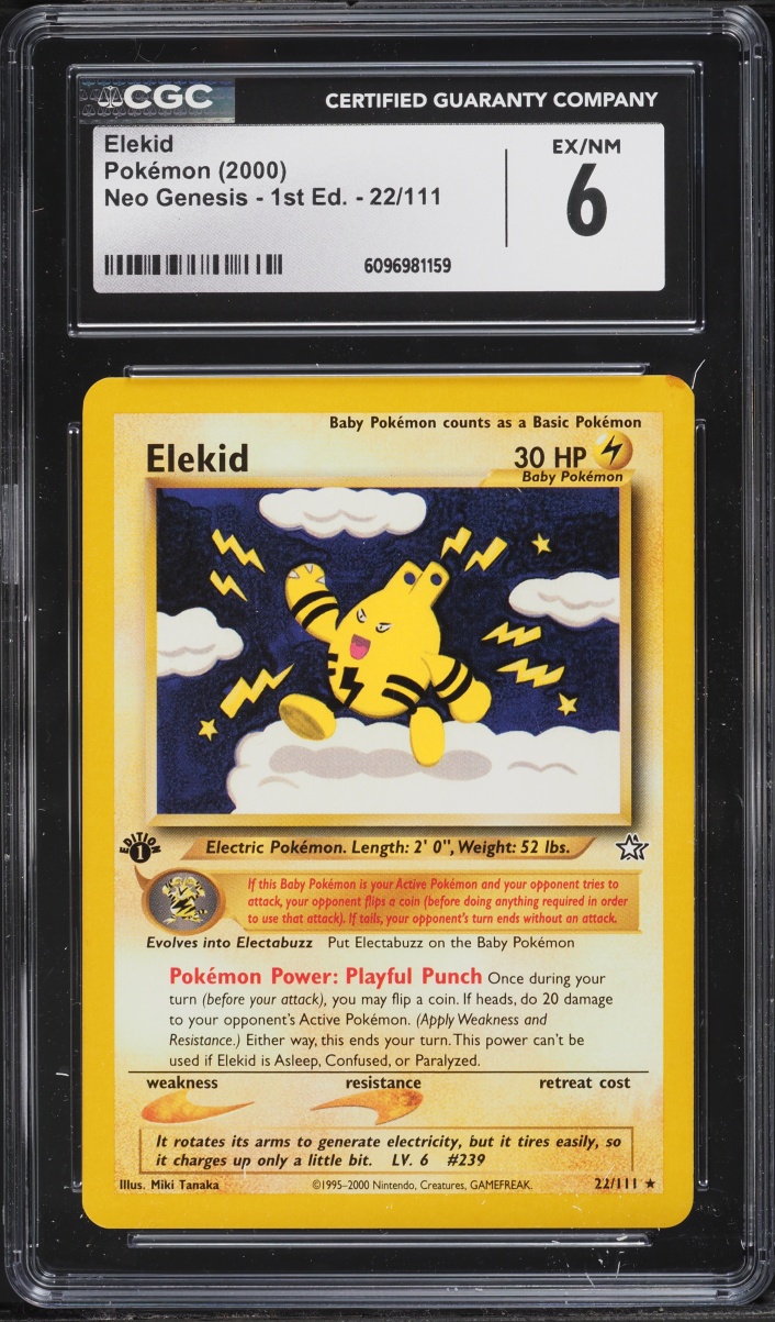 2000 Pokemon Neo Genesis 1st Edition Elekid #22 CGC 6 EXMT