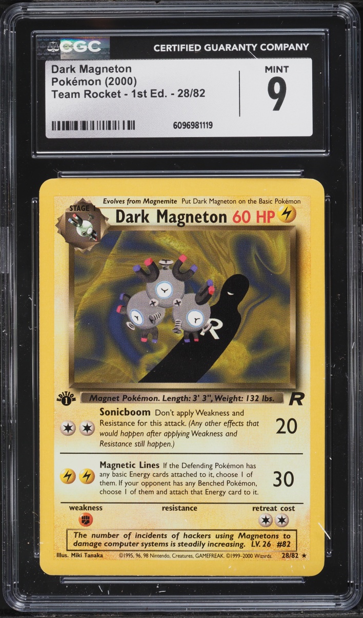 2000 Pokemon Team Rocket 1st Edition Dark Magneton #28 CGC 9 MINT