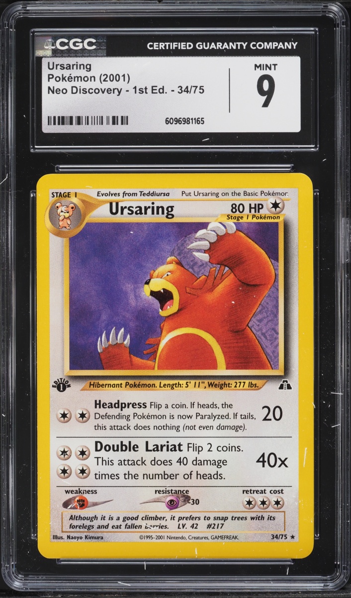 2001 Pokemon Neo Discovery 1st Edition Ursaring #34 CGC 9 MINT