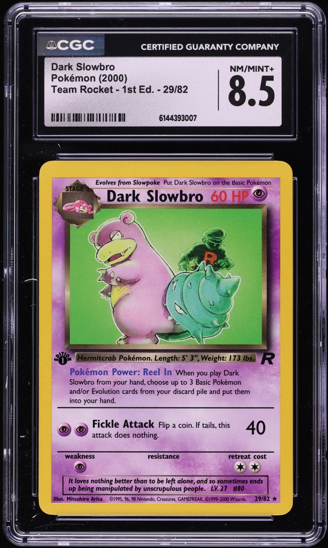 2000 Pokemon Team Rocket 1st Edition Dark Slowbro #29 CGC 8.5 NM-MT+