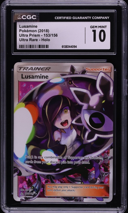 2018 Pokemon Sun & Moon Ultra Prism Full Art Lusamine #153 CGC 10 GEM MINT