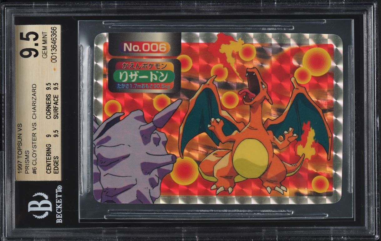 1997 Pokemon Japanese Topsun Vs Prism Cloyster Vs. Charizard #6 BGS 9.5 GEM