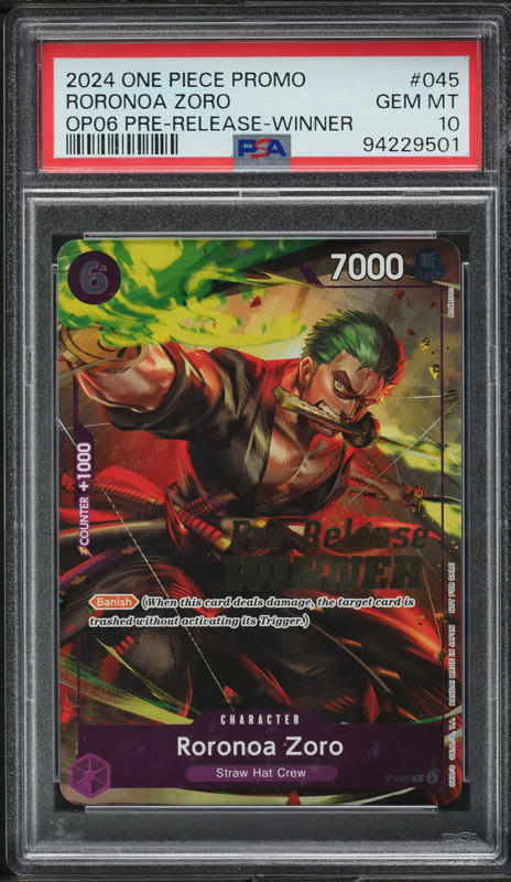 2022 One Piece Treasure Cup Rorona Zoro #OP01-025 BGS 10