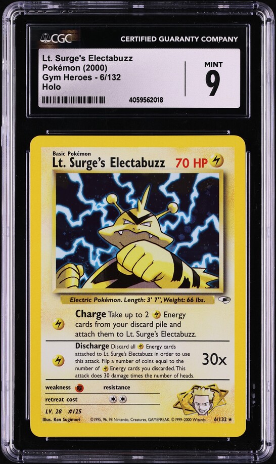 2000 Pokemon Gym Heroes Holo Lt. Surge's Electabuzz #6 CGC 9 MINT