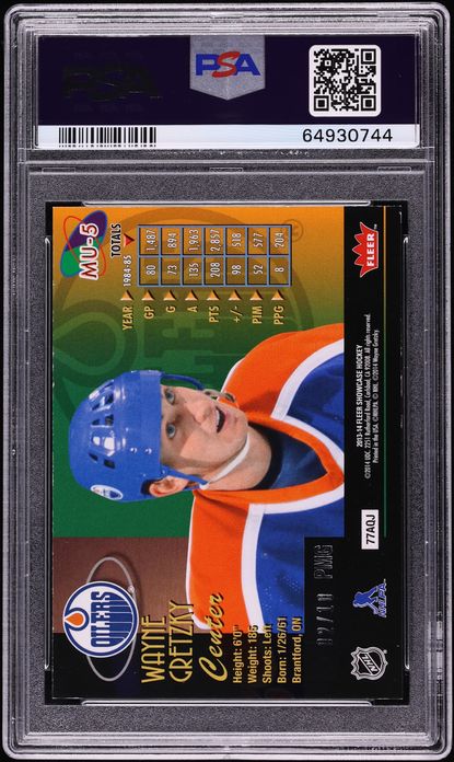 2013 Fleer Showcase Precious Metal Gems PMG Green Wayne Gretzky /10 #MU-5 PSA 7 NRMT