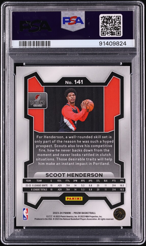 2023 Panini Prizm Scoot Henderson ROOKIE #141 PSA 8 NM-MT