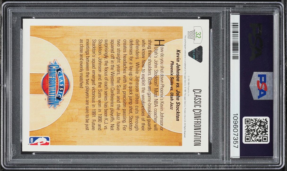 1991 Upper Deck Basketball Kevin Johnson Vs John Stockton #32 PSA 8 NM-MT