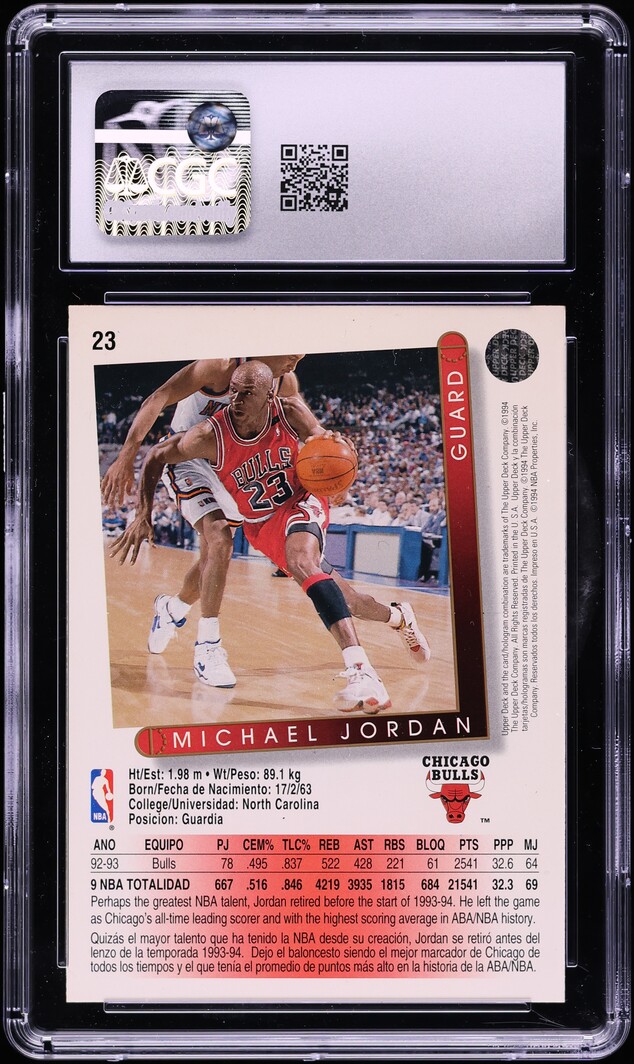1993 Upper Deck International Spanish Michael Jordan #23 CGC 8.5 NM-MT+