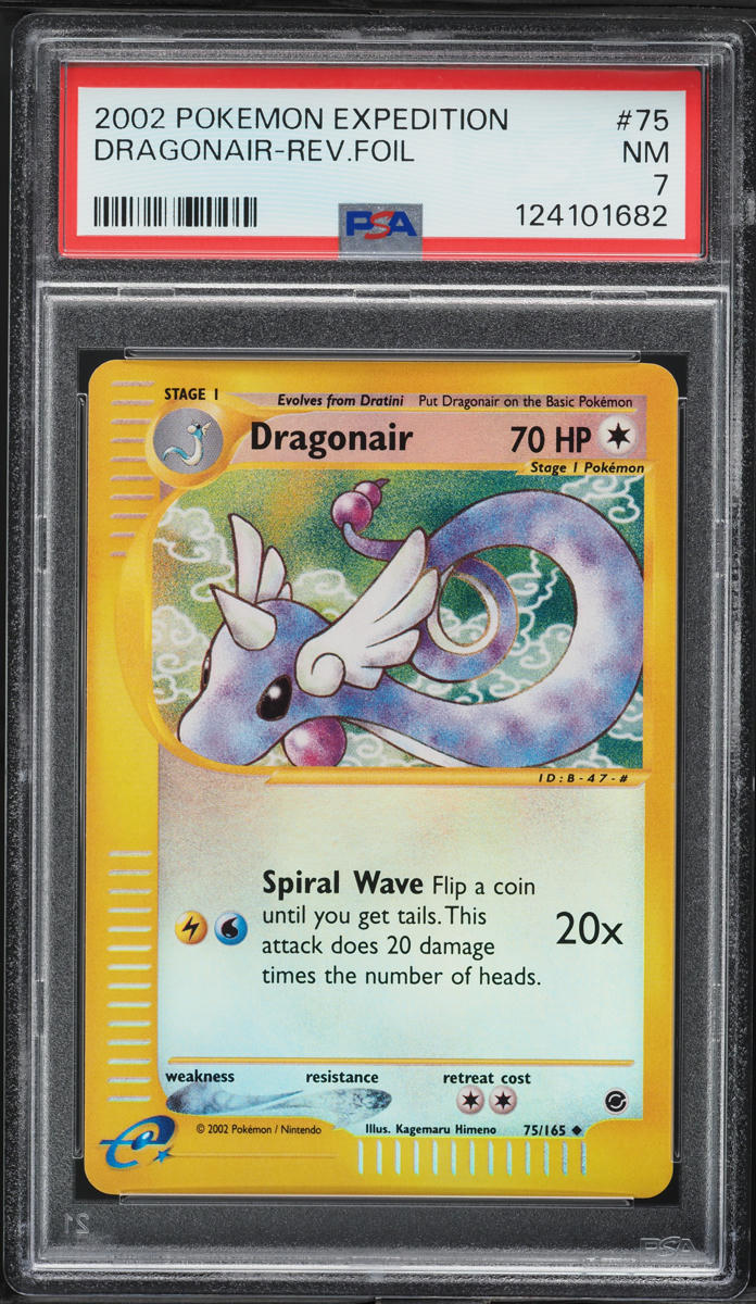2002 Pokemon Expedition Reverse Holo Dragonair #75 PSA 7 NRMT