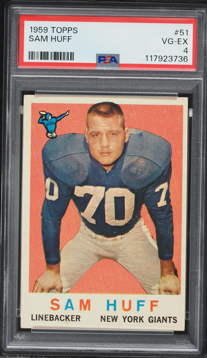 1959 Topps Football Sam Huff ROOKIE #51 PSA 4 VGEX