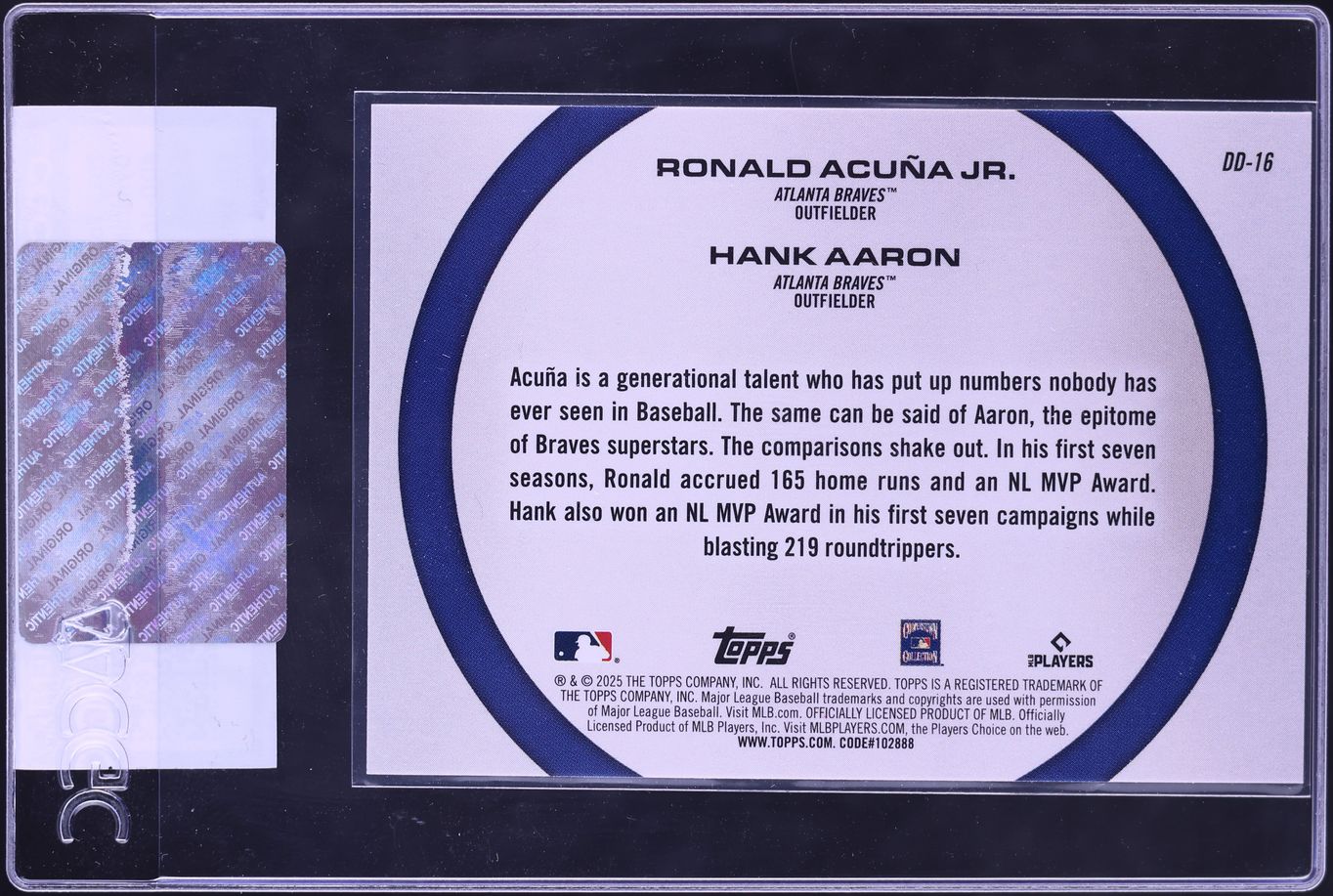 2025 Topps Dynamic Duos Ronald Acuna Jr. & Hank Aaron #DD-16 CGC AUTH