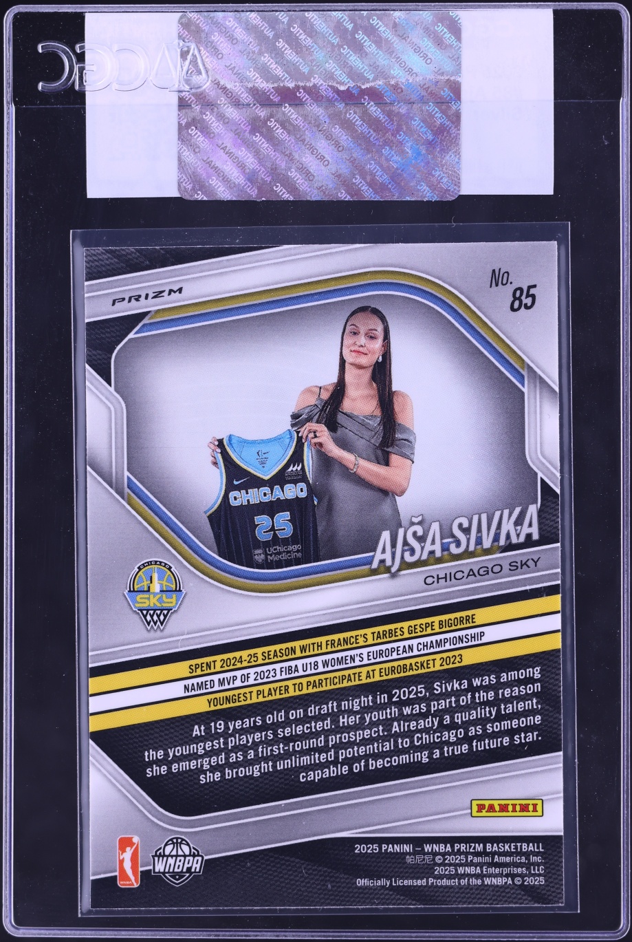 2025 Panini Prizm WNBA Silver Ajsa Sivka ROOKIE #85 CGC AUTH