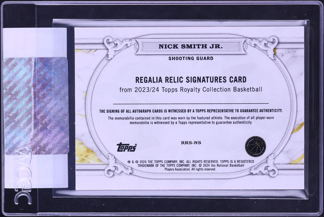 2023 Topps Royalty Regalia Nick Smith Jr. ROOKIE PATCH AUTO /99 #RRS-NS CGC AUTH