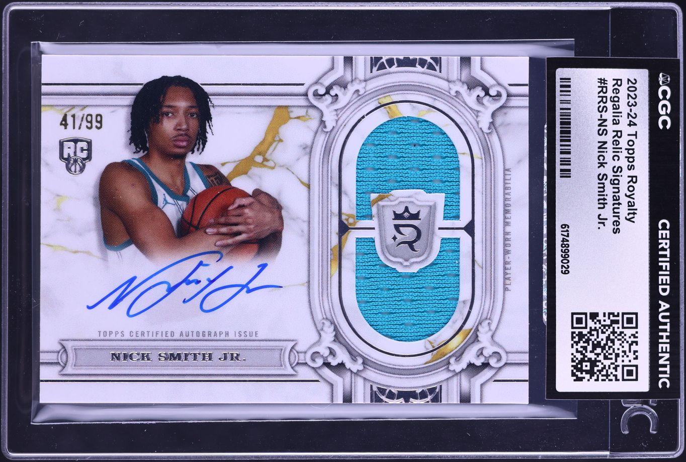 2023 Topps Royalty Regalia Nick Smith Jr. ROOKIE PATCH AUTO /99 #RRS-NS CGC AUTH