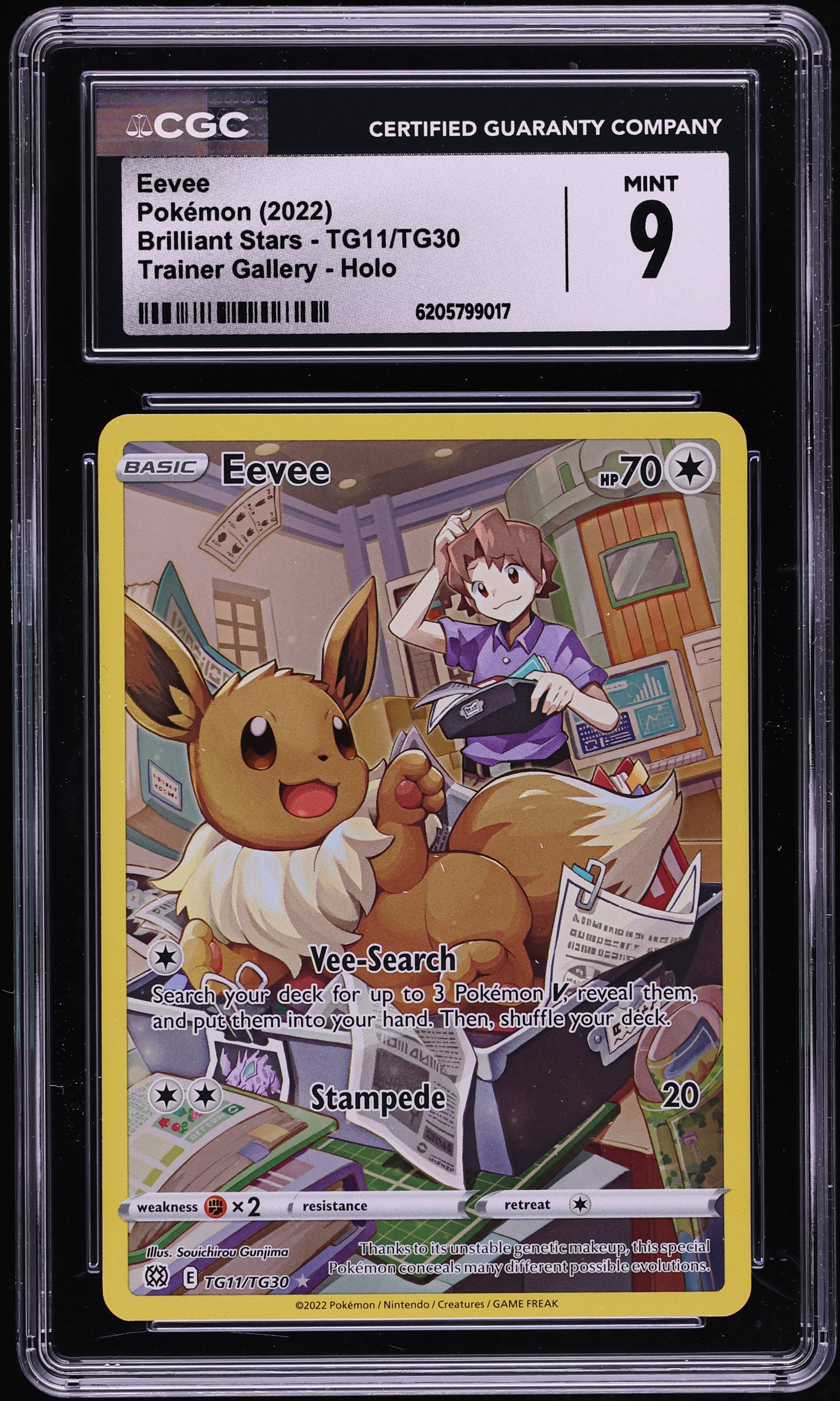 2022 Pokemon Sword & Shield Brilliant Stars CHR Eevee #TG11 CGC 9 MINT