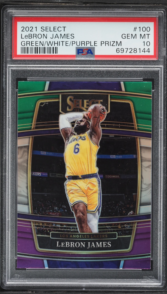2021 Select Concourse Green White Purple Prizm LeBron James  #100 PSA 10 GEM MINT