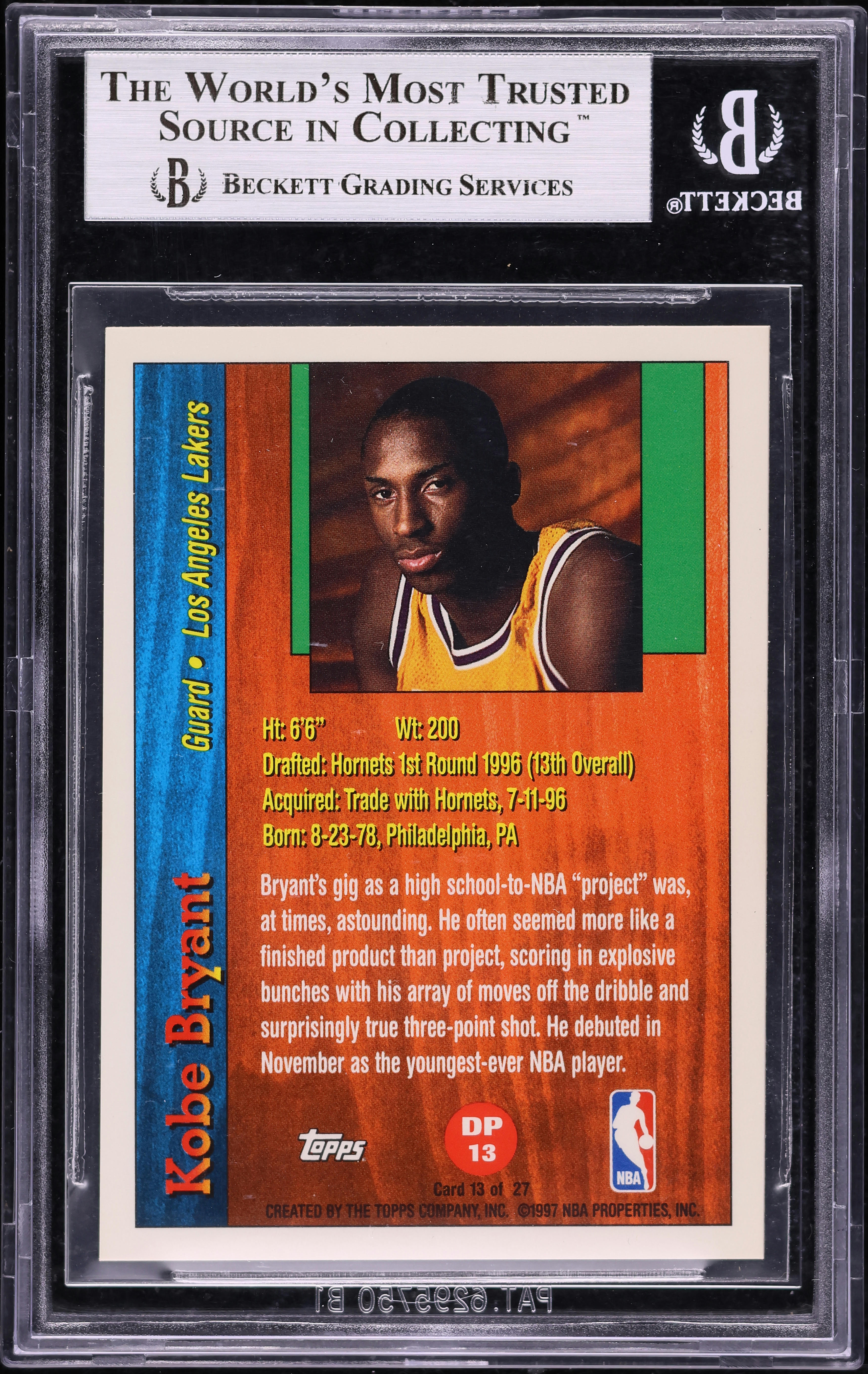 その他 1996-97 Topps Draft Redemption KOBE Kobe Bryant 1996-1997 Topps Draft Picks Redemption #13 RARE