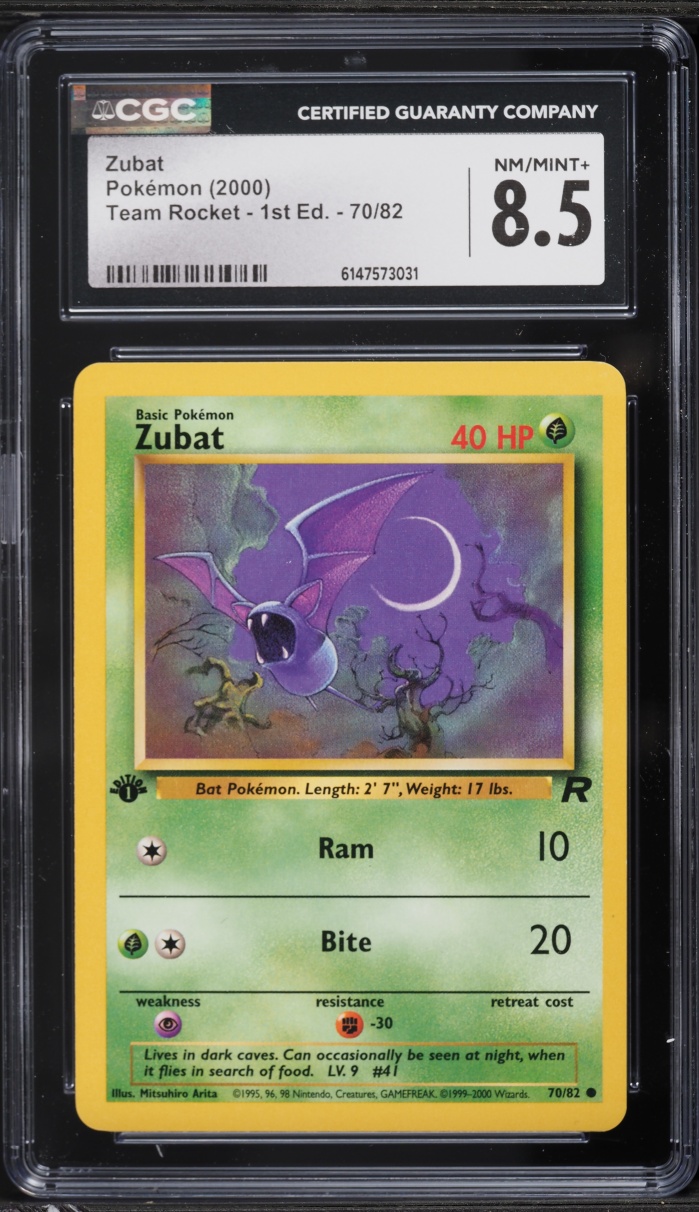 2000 Pokemon Team Rocket 1st Edition Zubat #70 CGC 8.5 NM-MT+