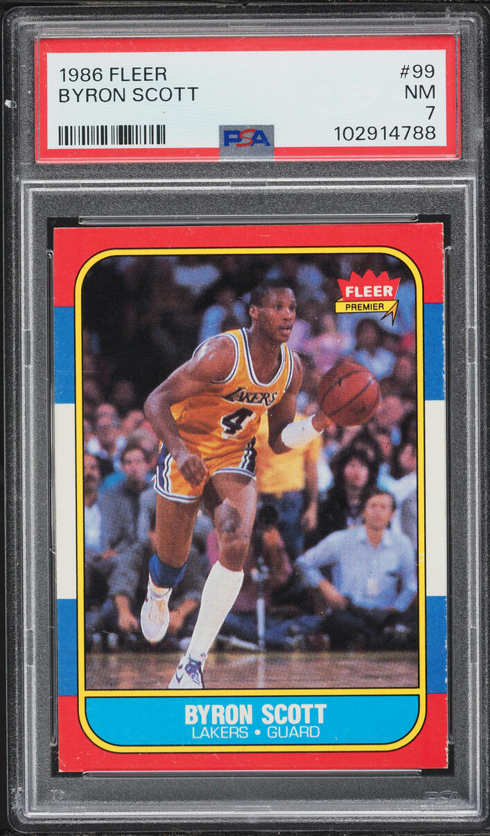 1986 Fleer Basketball Byron Scott ROOKIE #99 PSA 7 NRMT