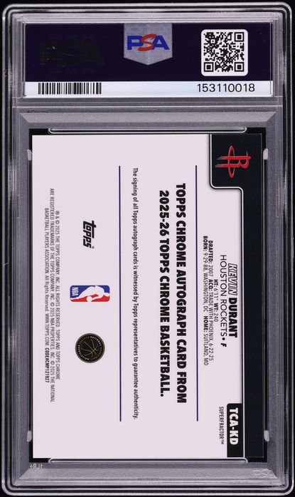 2025 Topps Chrome Superfractor Kevin Durant AUTO DNA 10 1/1 #TCA-KD PSA 10 GEM MINT