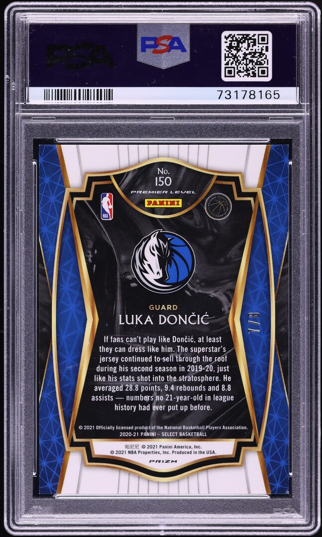 2020 Select Premier Level Lucky Envelopes Luka Doncic /8 #150 PSA 8 NM-MT