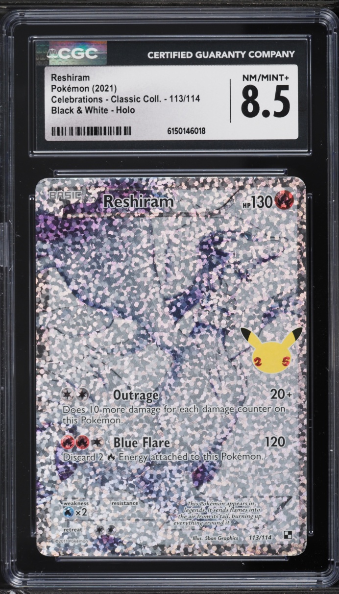 2021 Pokemon Sword & Shield Celebrations Classic Collection Full Art Reshiram #113 CGC 8.5