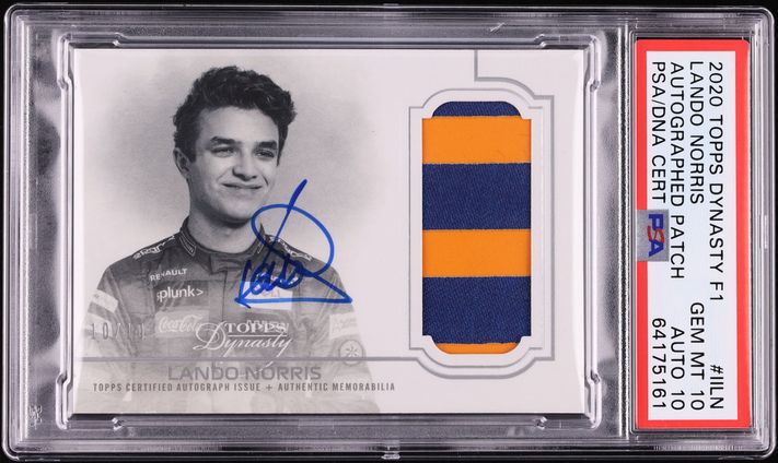 2020 Topps Dynasty Formula 1 F1 Lando Norris PATCH AUTO DNA 10 10/10 #IILN PSA 10 GEM MINT