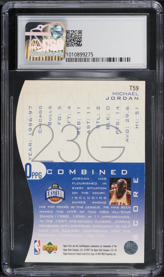 1997 Upper Deck Teammates Die-Cut Michael Jordan #T59 CSG 7.5 NRMT+