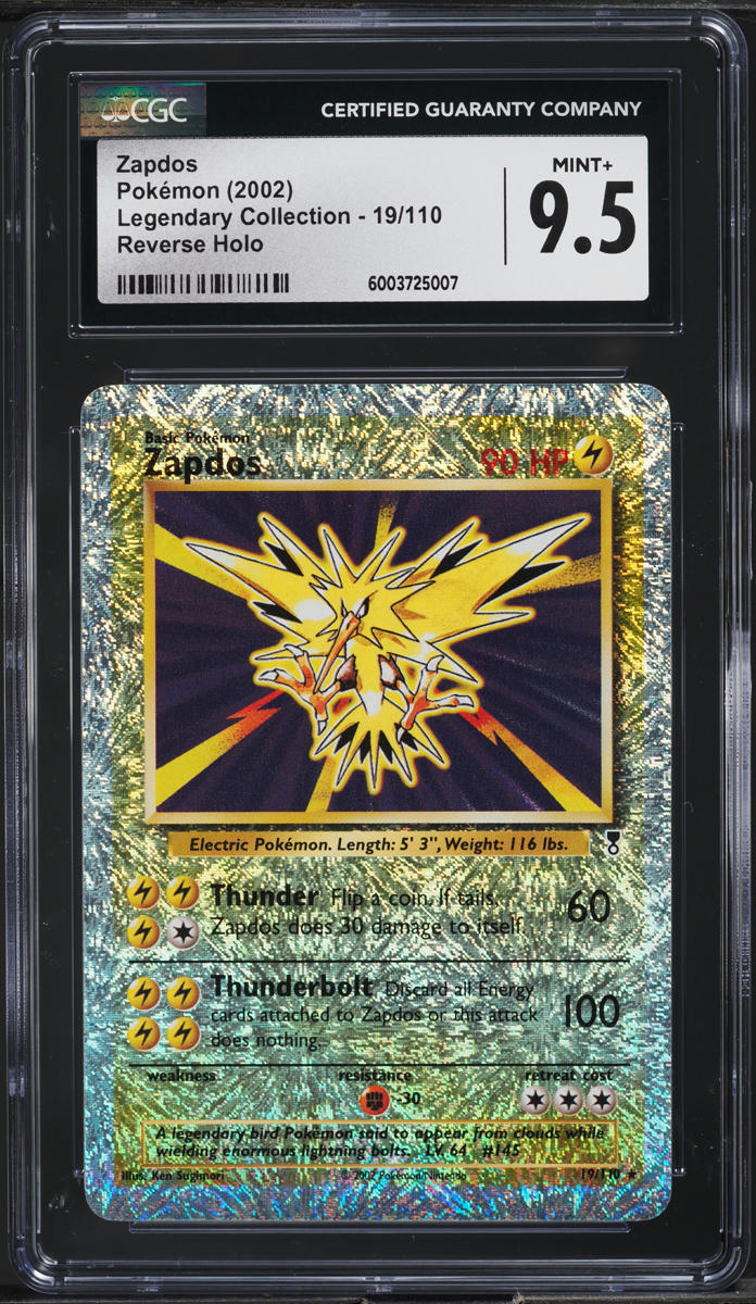2002 Pokemon Legendary Collection Reverse Holo Zapdos #19 CGC 9.5 MINT+