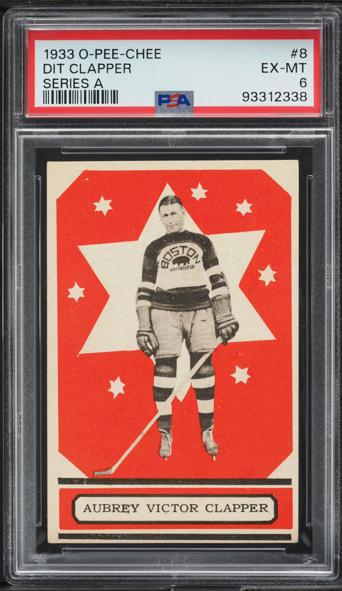 1933 O-Pee-Chee Hockey Series A Dit Clapper ROOKIE #8 PSA 6 EXMT