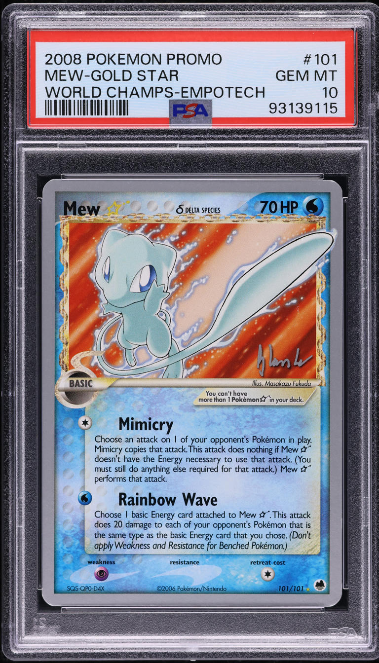 2008 Pokemon World Championships Promo Holo Mew Gold Star #101 PSA 10 GEM MINT