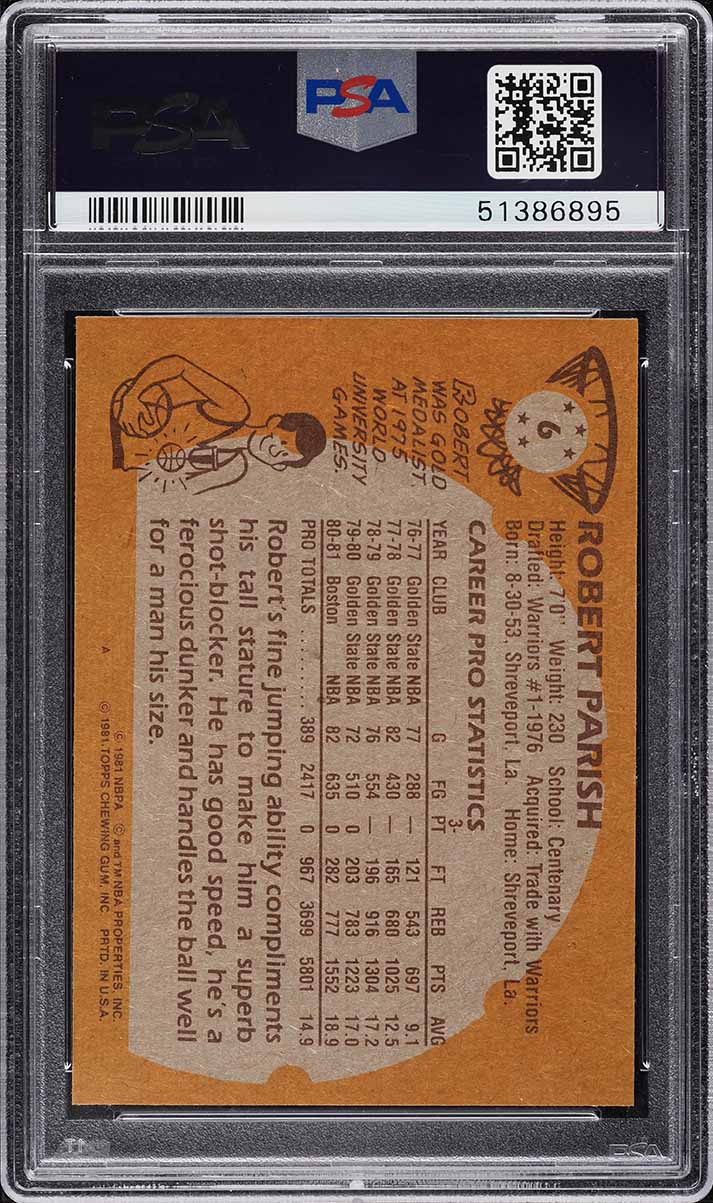 1981 Topps Basketball Robert Parish #6 PSA 10 GEM MINT