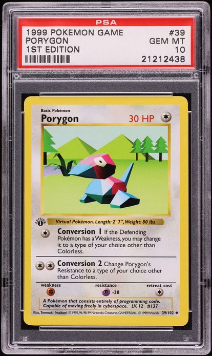 1999 Pokemon Base Set Shadowless 1st Edition Porygon #39 PSA 10 GEM MINT