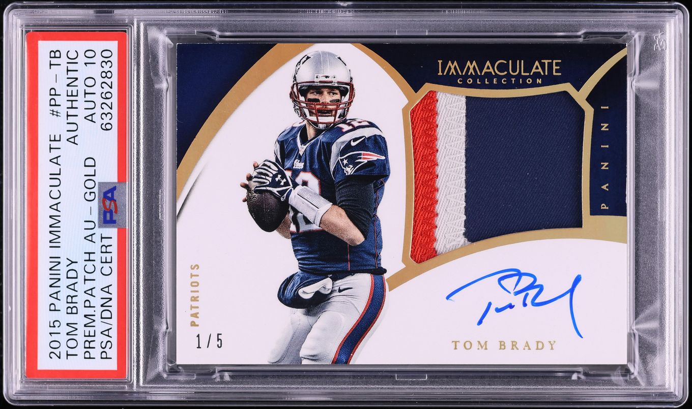 2015 Immaculate Collection Gold Tom Brady PATCH AUTO DNA 10 1/5 #PP-TB ...