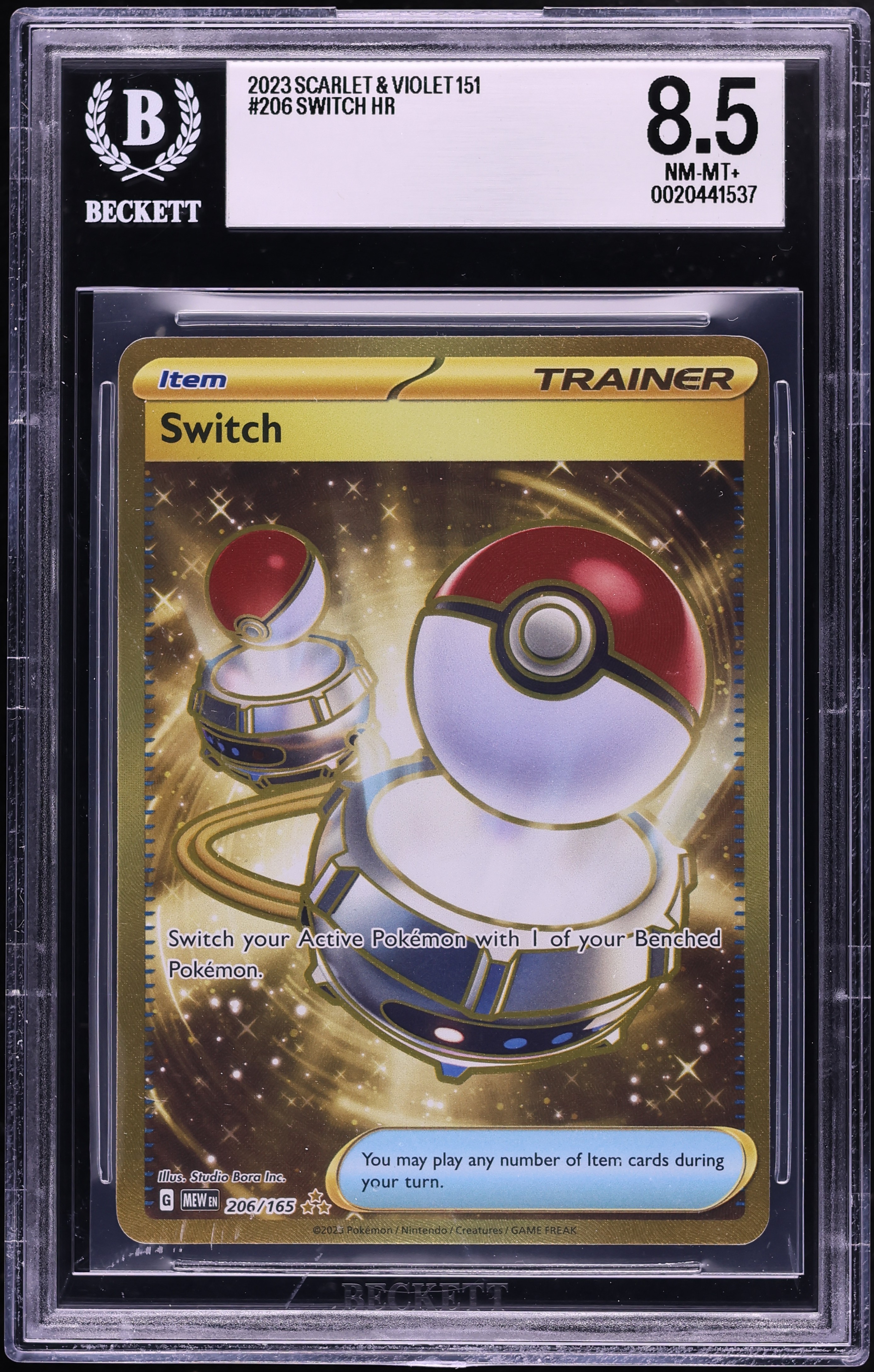 2023 Pokemon Scarlet & Violet 151 Gold Rare Switch #206 BGS 8.5 NM-MT+