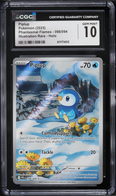2025 Pokemon Japanese Mega Inferno X AR Piplup #85 CGC 10 PRISTINE