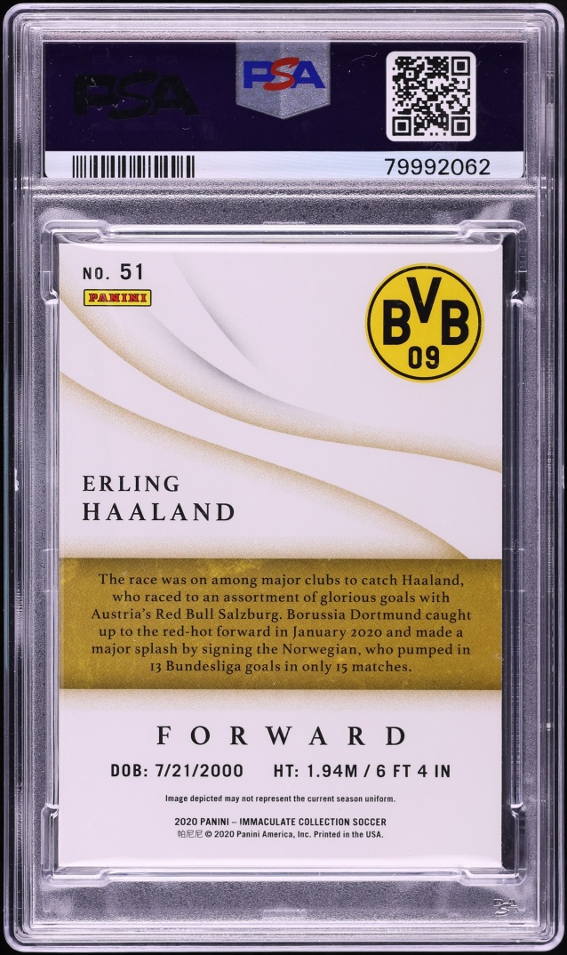 2020 Immaculate Collection Erling Haaland ROOKIE /99 #51 PSA 9 MINT
