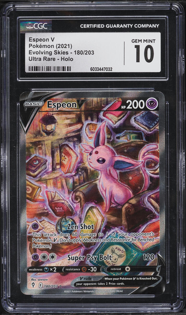 2021 Pokemon Sword & Shield Evolving Skies Alt Art Espeon V #180 CGC 10 GEM MINT