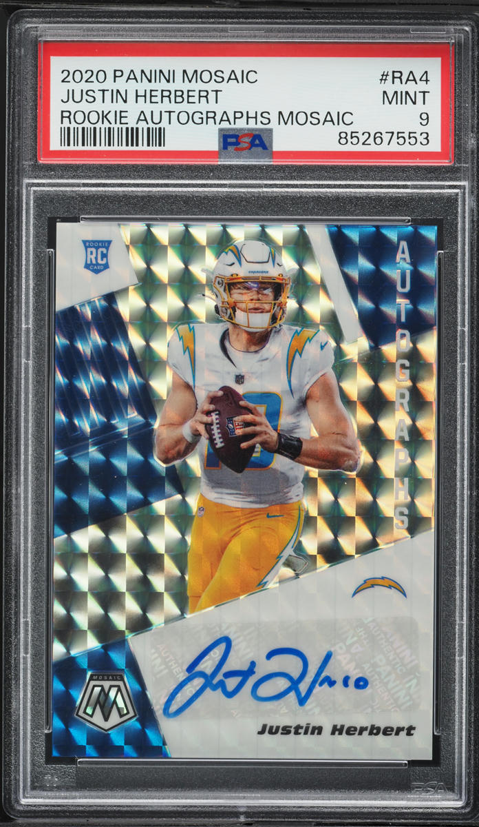 2020 Panini Mosaic Justin Herbert ROOKIE AUTO #RA4 PSA 9 MINT