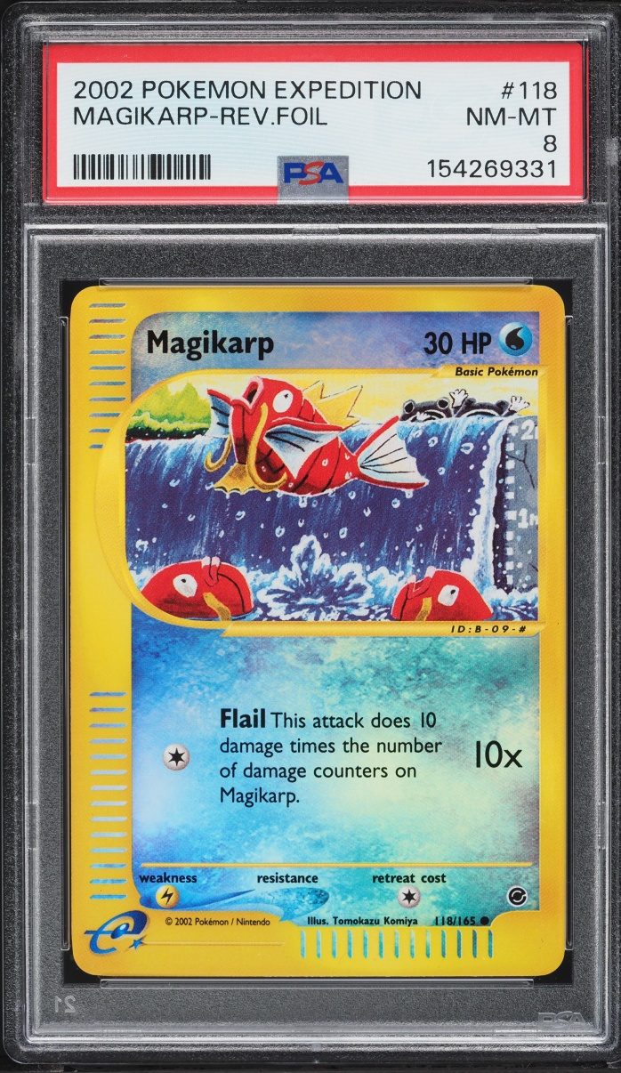 2002 Pokemon Expedition Reverse Holo Magikarp #118 PSA 8 NM-MT