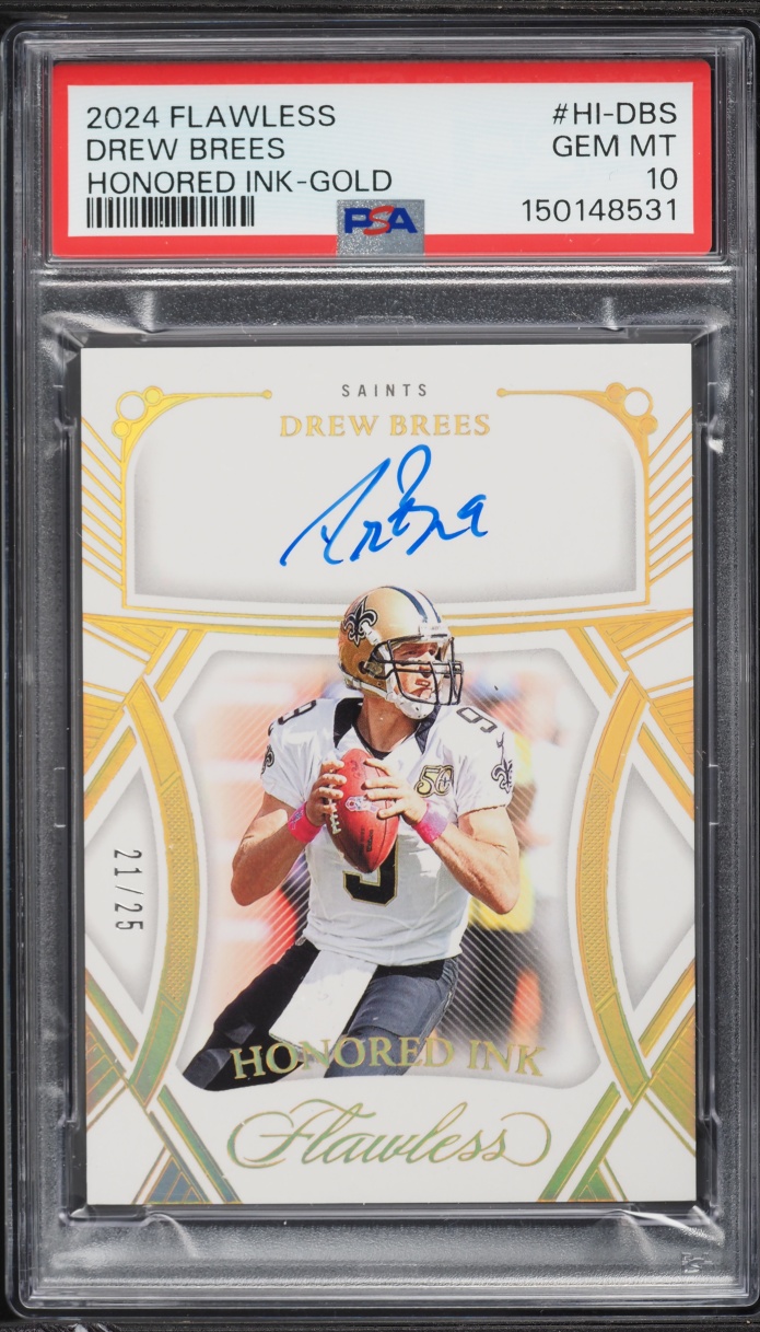 2024 Panini Flawless Honored Ink Gold Drew Brees AUTO /25 #HI-DBS PSA 10 GEM MINT - Photo 1