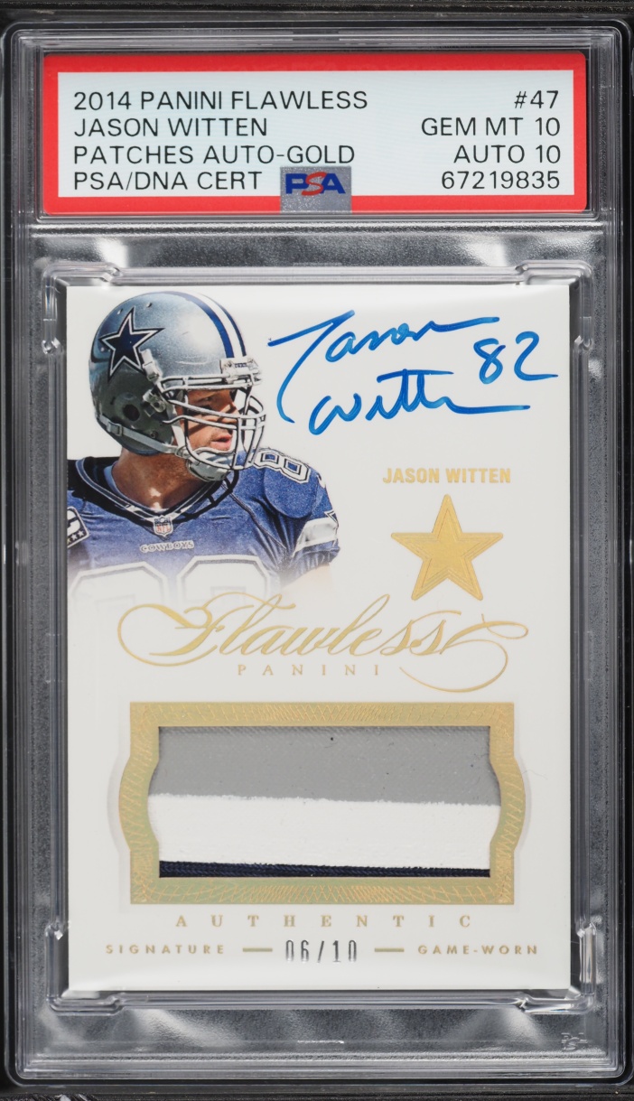 2014 Panini Flawless Gold Jason Witten PATCH AUTO DNA 10 /10 #47 PSA 10 GEM MINT - Photo 1