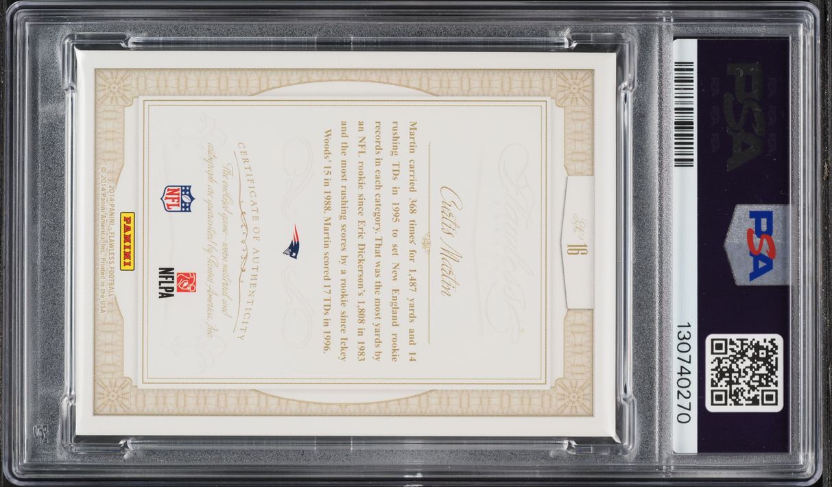 2014 Panini Flawless Greats Dual Curtis Martin PATCH AUTO DNA 10 /25 #16 PSA 10 GEM MINT - Photo 2