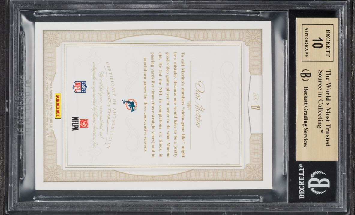 2014 Panini Flawless Greats Dual Dan Marino PATCH AUTO /25 #17 BGS 9.5 GEM MINT - Photo 2